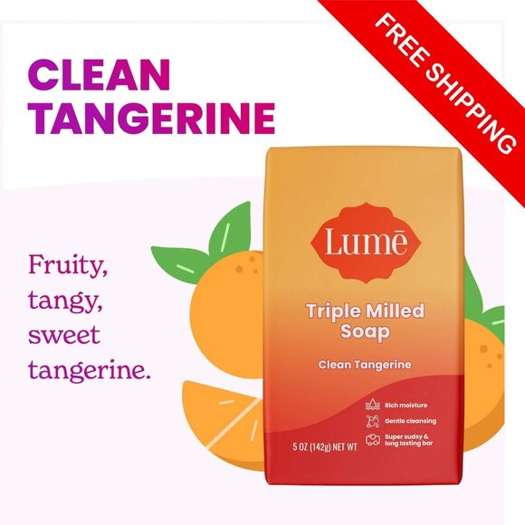 Lume Triple Milled Soap Clean Tangerine 5oz Rich Moisture & Gentle Cleansing - Picture 1 of 3